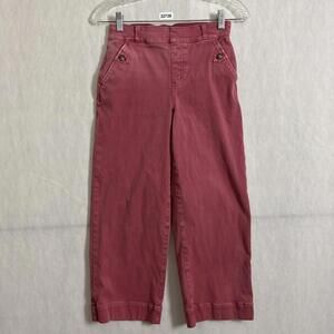 Spanx Women's Size Small Red Stretch Twill Cropped Wide Leg Pants